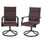 Padded Patio Swivel Chairs Set of 2 Ergonomic Outdoor Dining Chairs with Breathable Fabric-Brown