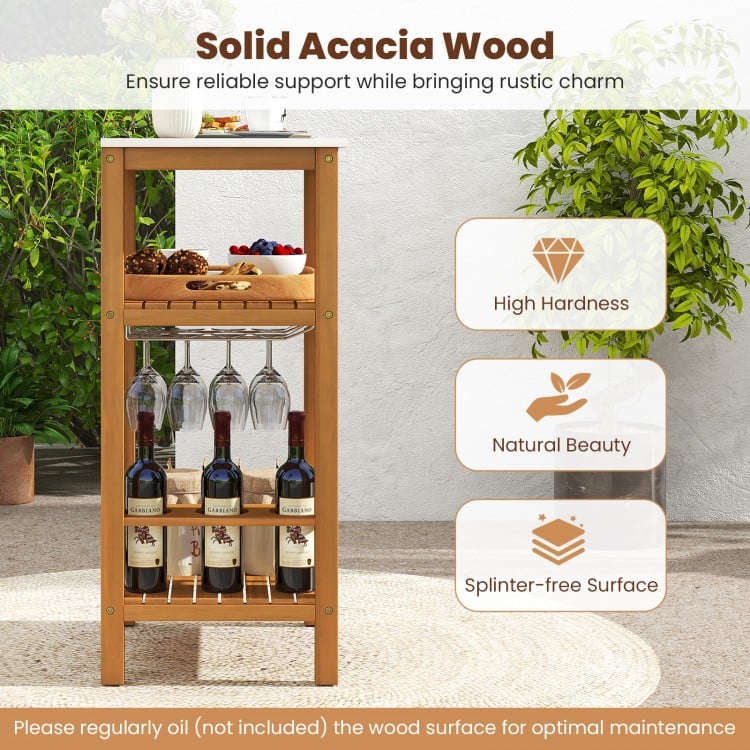 Patio Acacia Wood Storage Cabinet Patio Buffet Cabinet Bar Table