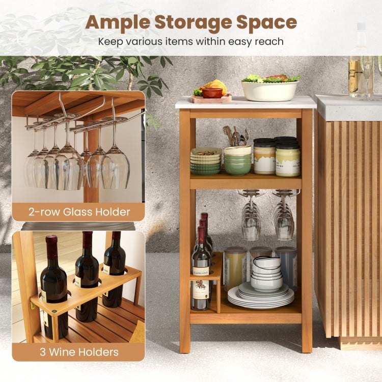 Patio Acacia Wood Storage Cabinet Patio Buffet Cabinet Bar Table