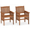 Patio Chairs Set of 2 Outdoor Solid Wood Chairs with Slatted Seat and Inclined Backrest