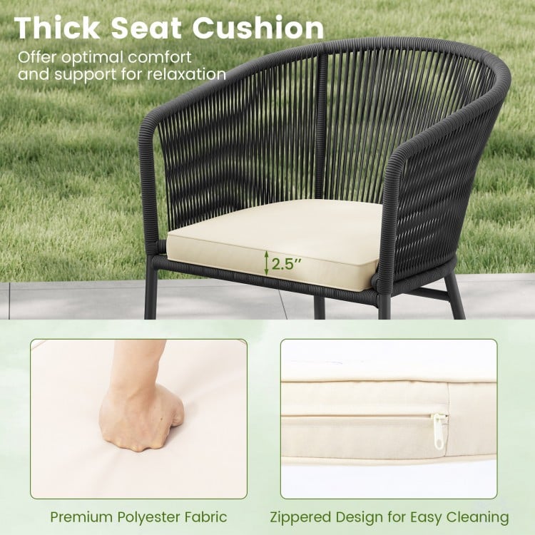 Patio Chairs Set of 4 with Seat Cushion and Curved Backrest for Patio-Black