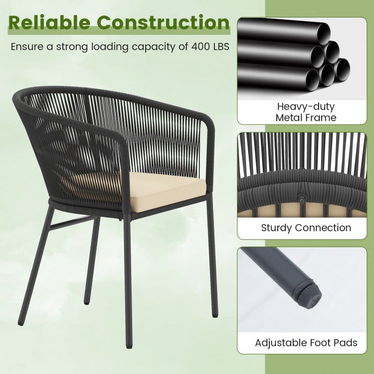 Patio Chairs Set of 4 with Seat Cushion and Curved Backrest for Patio-Black