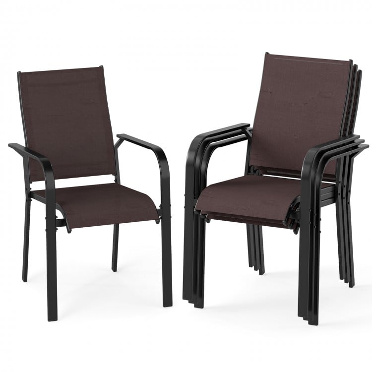 Patio Dining Chairs Set of 2/4/6 Stackable Outdoor Armchairs-Set of 4