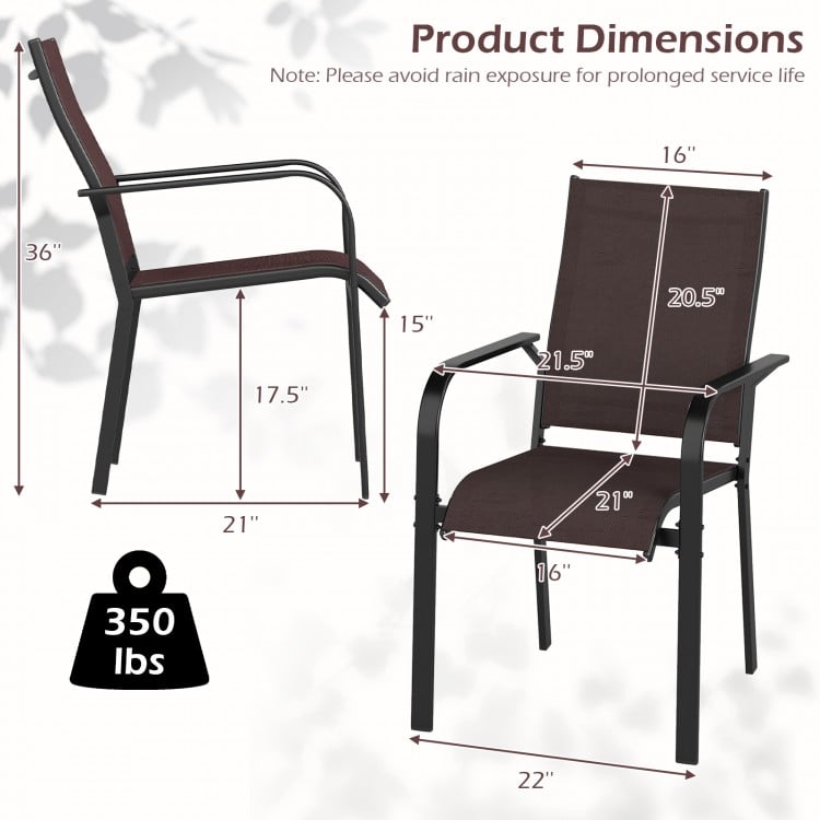 Patio Dining Chairs Set of 2/4/6 Stackable Outdoor Armchairs-Set of 4