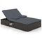 Patio Double Chaise Lounge with Cushions and Folding Side Trays-Gray