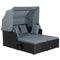 Patio Rattan Daybed with Retractable Canopy and Side Tables-Gray
