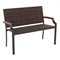 Patio Wicker Loveseat Chair with Acacia Wood Armrests and Metal Frame