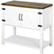 HOMCOM Large Kitchen Cupboard Pantry Cabinet White with Bottom Shelf 2 Door Cabinet Large Tabletop