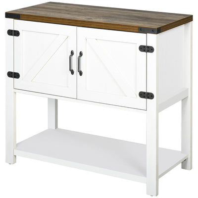 HOMCOM Large Kitchen Cupboard Pantry Cabinet White with Bottom Shelf 2 Door Cabinet Large Tabletop 