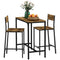 Industrial Bar Table Set Counter Height 3 Piece and 2 High Back Stools Set Dining Table Set Rustic Brown