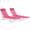 Outsunny Set of 2 Folding Chaise Lounge Chairs, Outdoor Poolside Sun Tanning Chairs w/ Pillow, Reclining Backrest, Pink