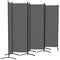 Outsunny 6 Panel Folding Room Divider, UV30+ Privacy Screen, Indoor Outdoor Privacy Panel with Stable Base, Dark Grey