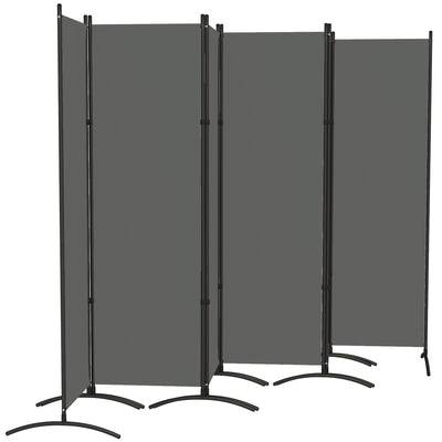 Outsunny 6 Panel Folding Room Divider, UV30+ Privacy Screen, Indoor Outdoor Privacy Panel with Stable Base, Dark Grey 