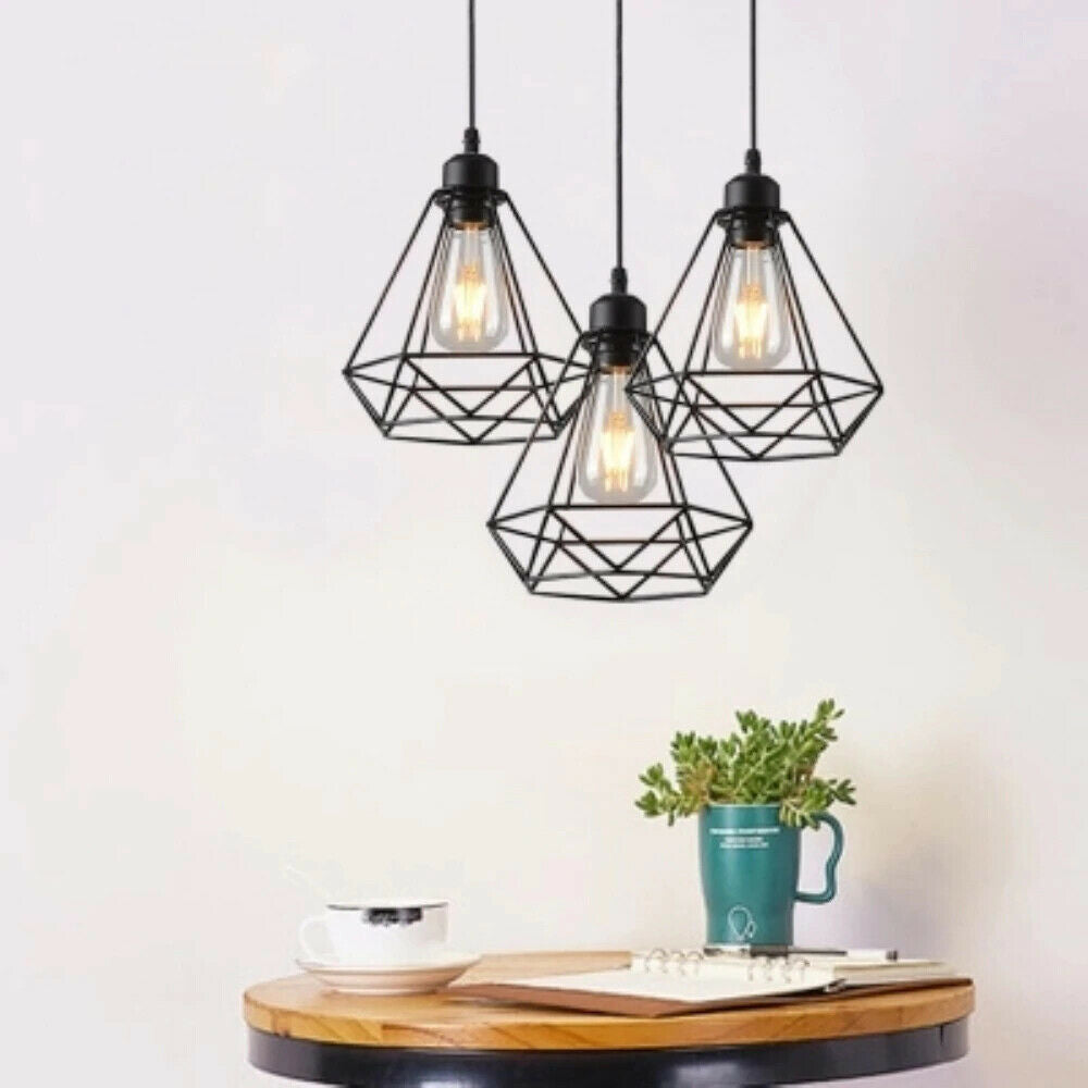 Industrial Geometric Cage Pendant Lamps Ceiling Light Fixtures~1176