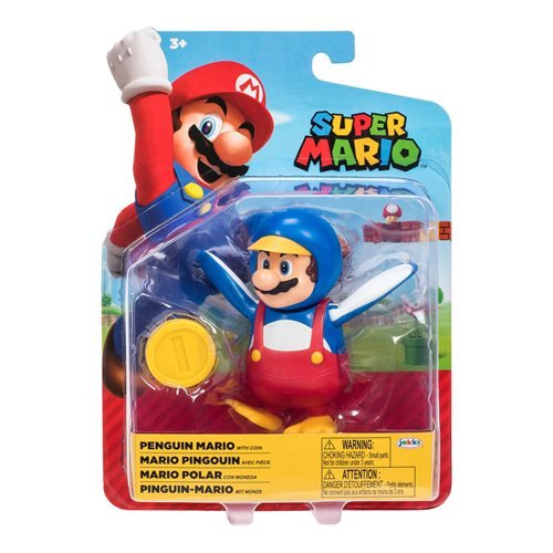 Nintendo Super Mario 4 inch Action Figure - Penguin Mario with Coin 