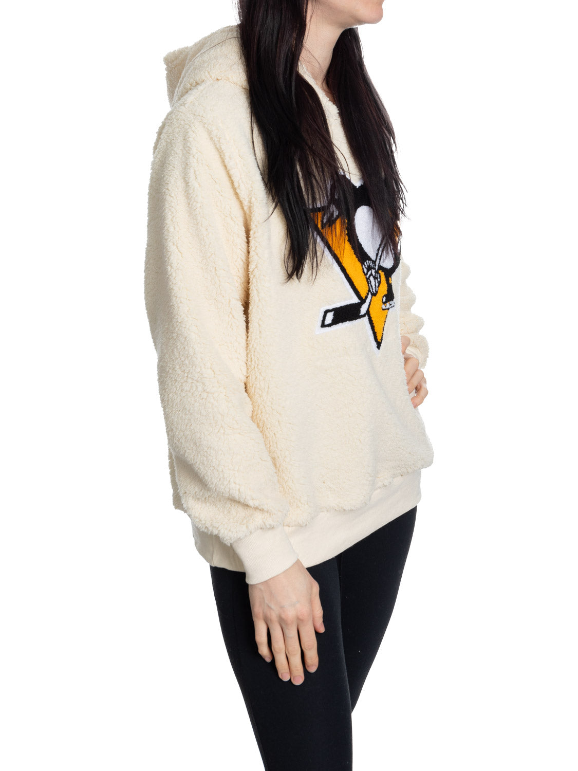 Pittsburgh Penguins Ladies Sherpa Hoodie with Premium Chenille Logo 
