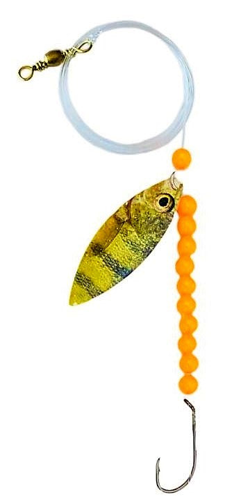 Solid Orange Beads Willow Leaf Spinner – Perch Blade Lure 