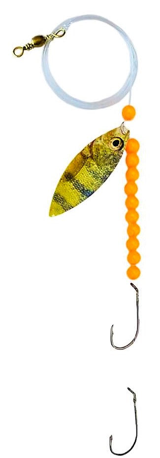 Solid Orange Beads Willow Leaf Spinner – Perch Blade Lure 