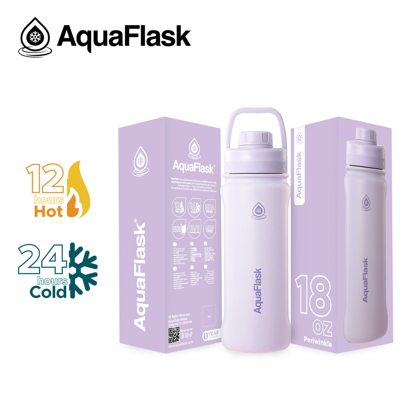 AquaFlask Original Vacuum Insulated Water Bottles 530ml (18oz) 