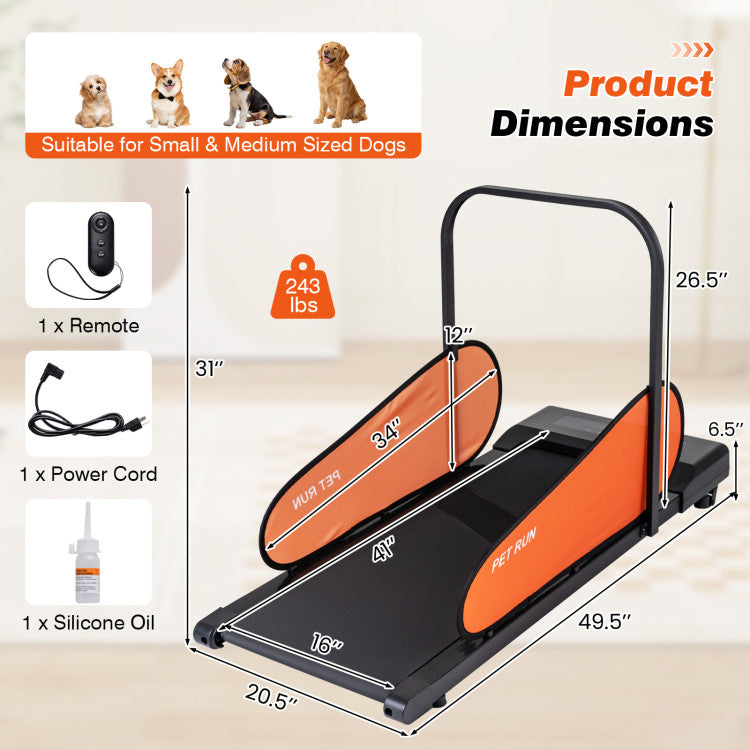 Pet Treadmill with LED Display, Remote Control & Adjustable Speed for Small & Medium Dogs