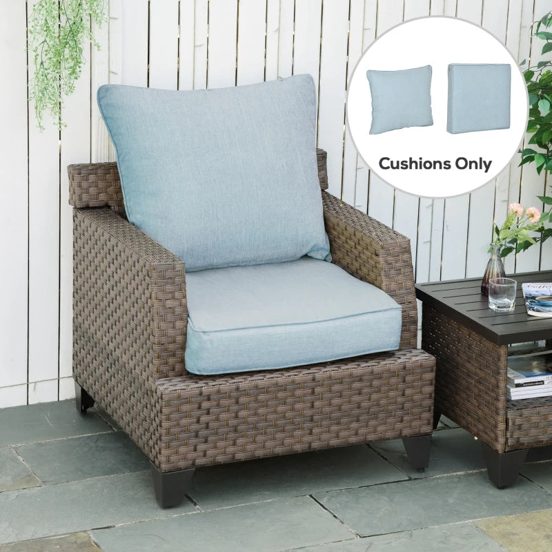 Patio Chair Cushions, Thick Deep Seat Outdoor Seat Cushion with Back Cushion, Light Blue