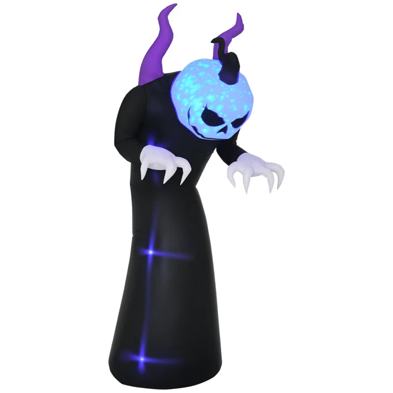 Outsunny 7ft Inflatable Halloween Ghost with Horns – LED Blow-Up Yard Display with Flame Effect 