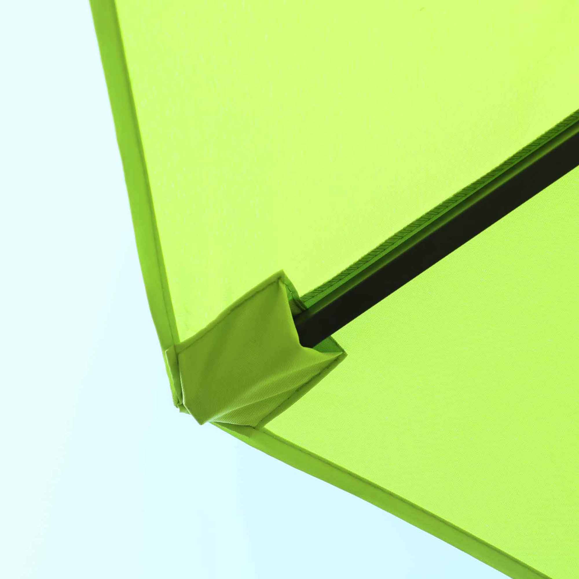 Outsunny 15ft Twin Canopy Patio Umbrella - Sunshade with Steel Table, Lift Crank in Green for Outdoor Comfort 