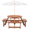 Outsunny Wooden Pub Bench 8-Person Round Picnic Table Outdoor Patio Furniture Durable