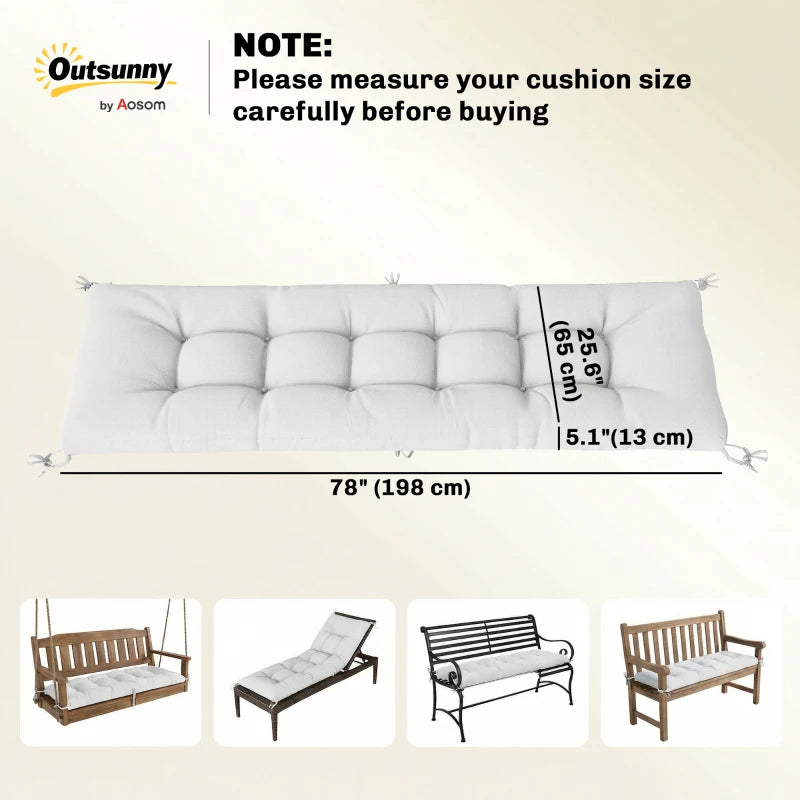 Patio Lounge Chair Cushion, UV50+ Chaise Lounge Chair Cushion with Securing Straps for Patio, 78 x 25.6 inch, Cream White