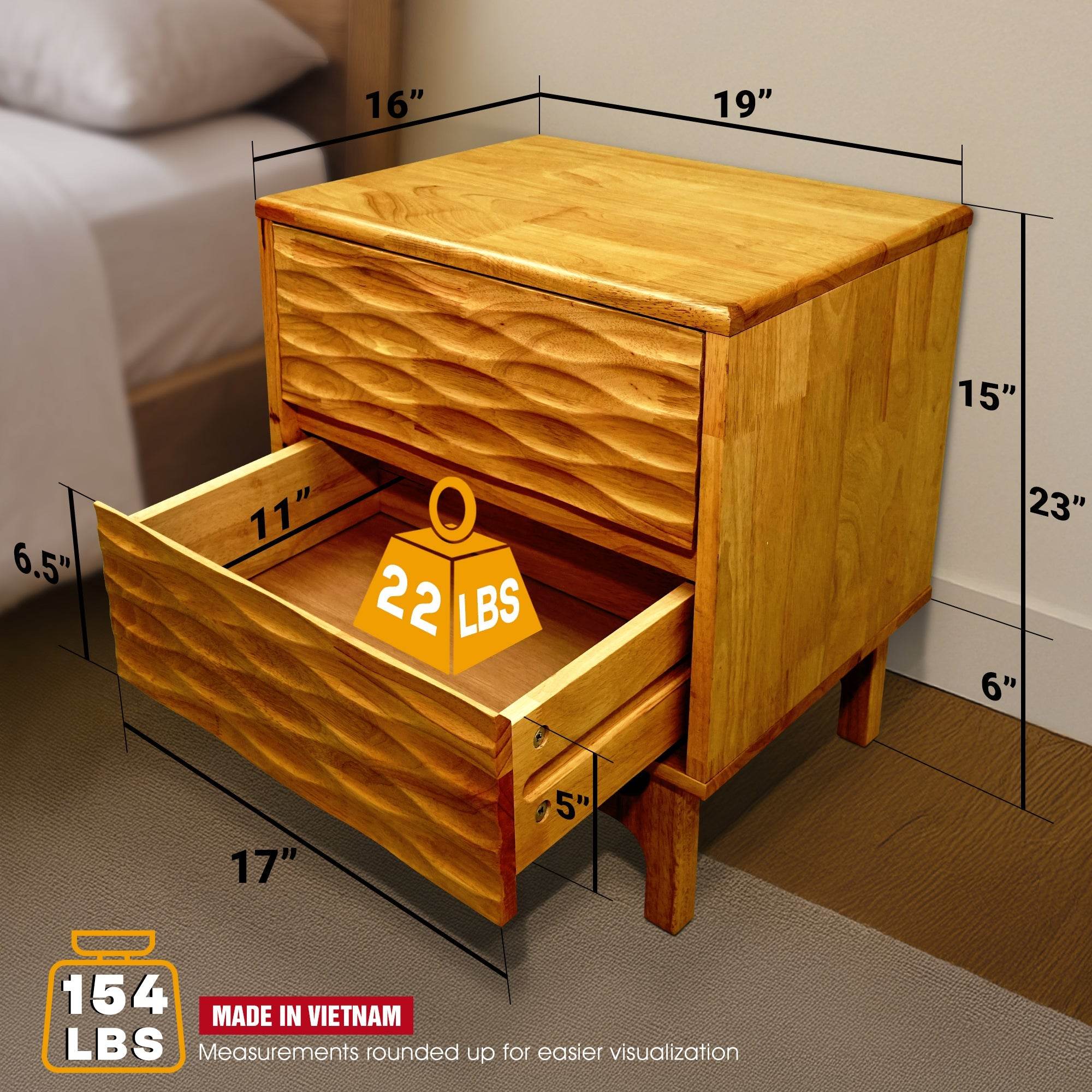 Elara Nightstand with 2 Drawers 