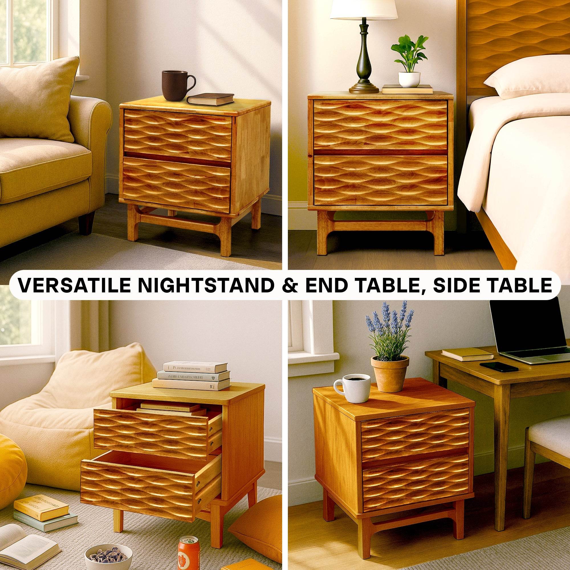 Elara Nightstand with 2 Drawers 