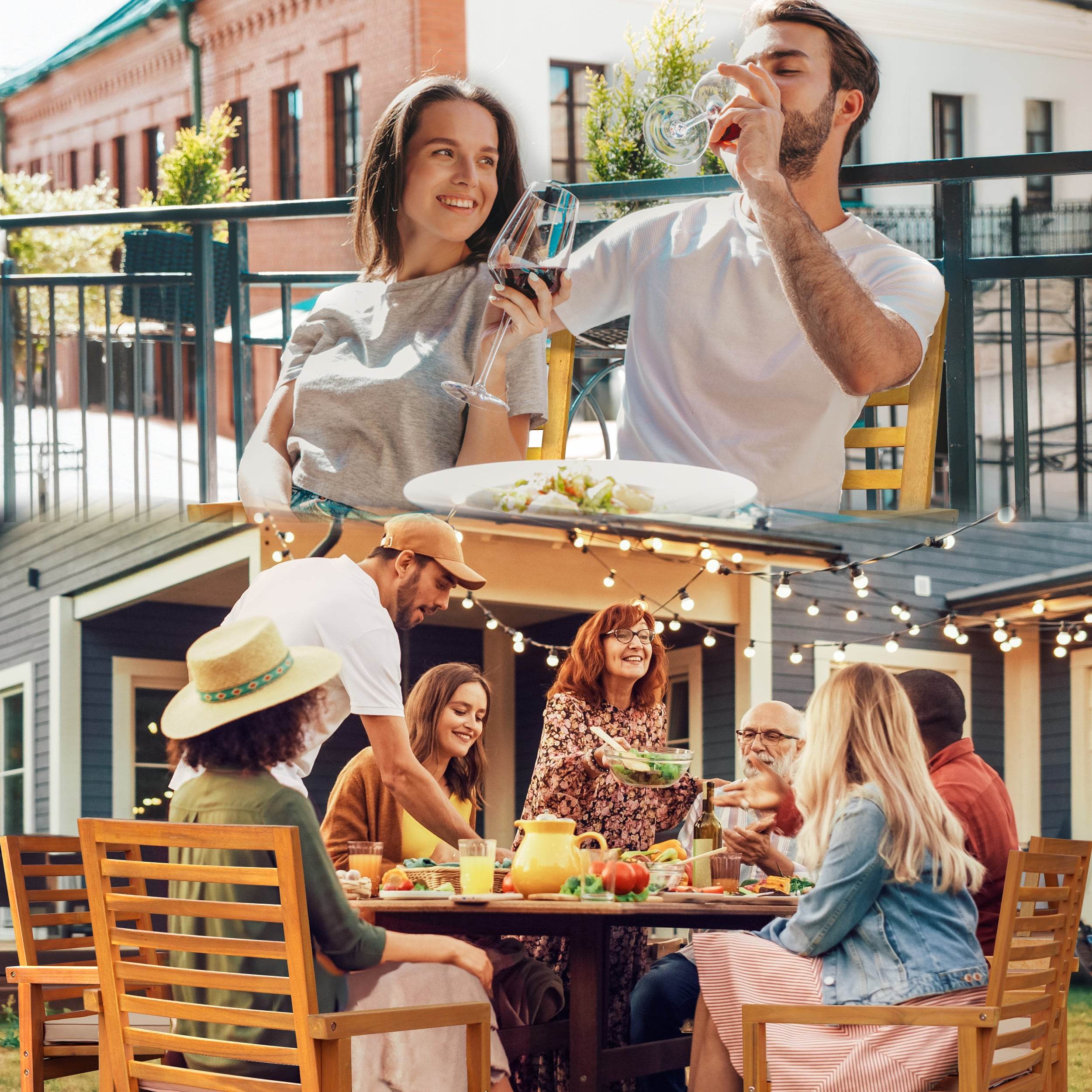 Tranquillo Solara Acacia Wood Outdoor Chairs Set of 2 with Cushions 