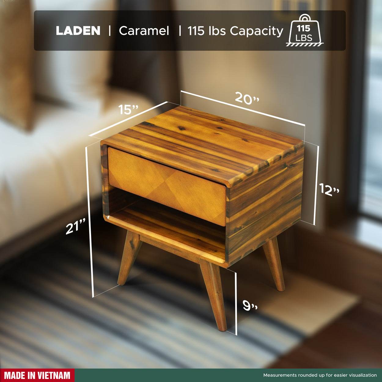 Laden Nightstand with drawer 