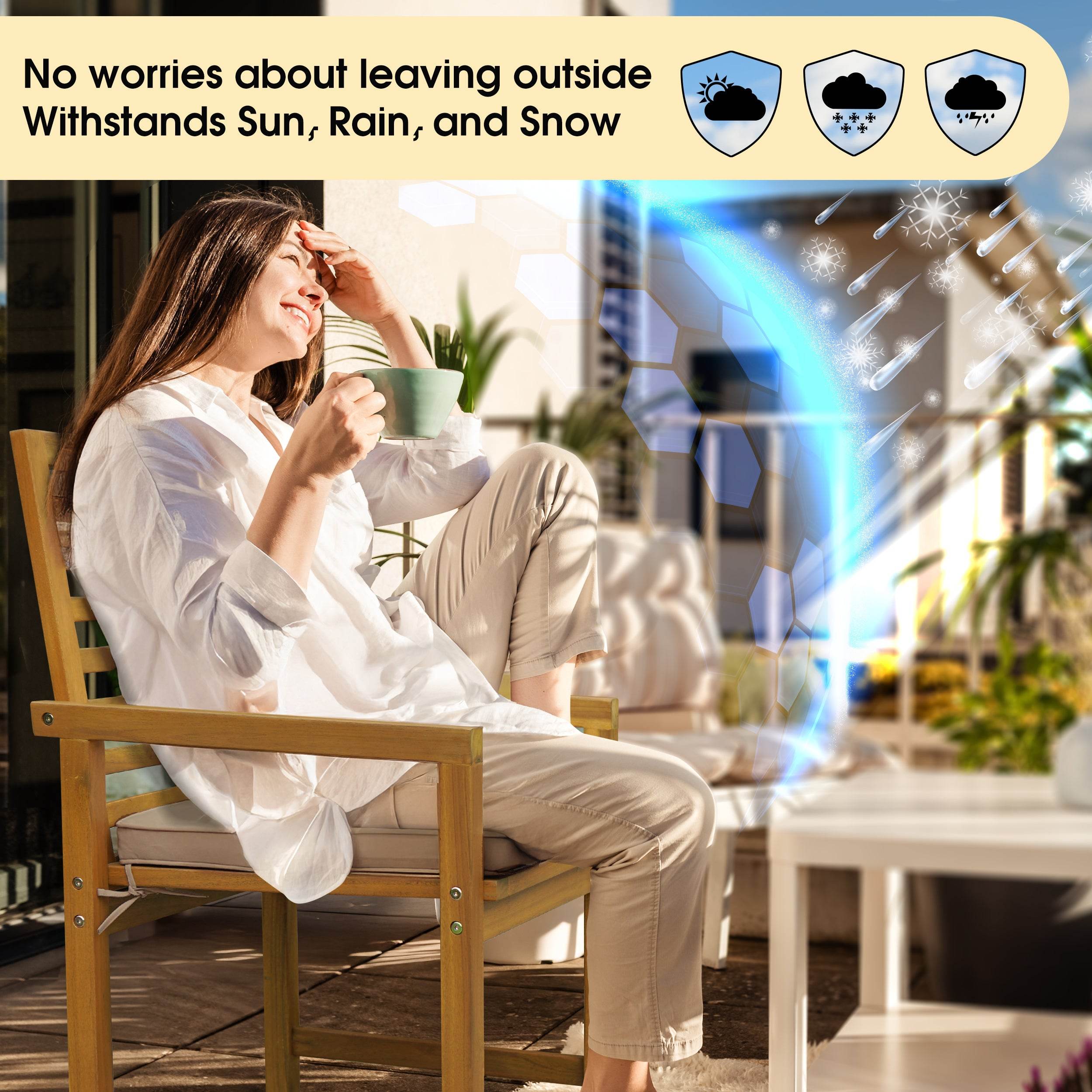 Tranquillo Solara Acacia Wood Outdoor Chairs Set of 2 with Cushions 