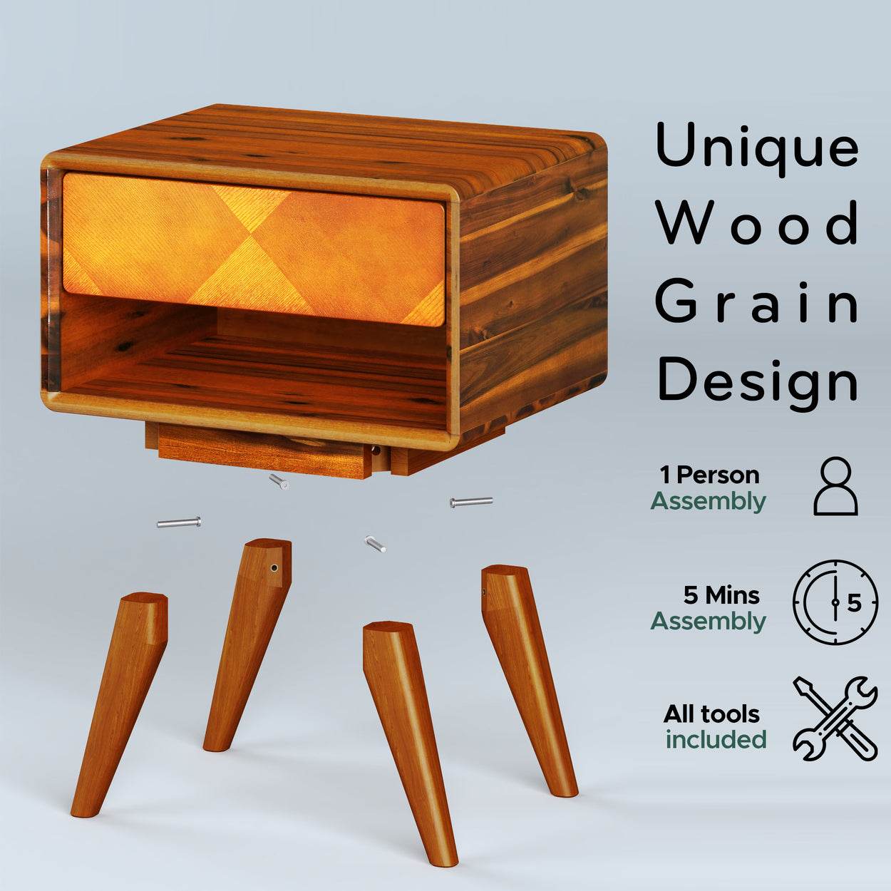 Laden Nightstand with drawer 