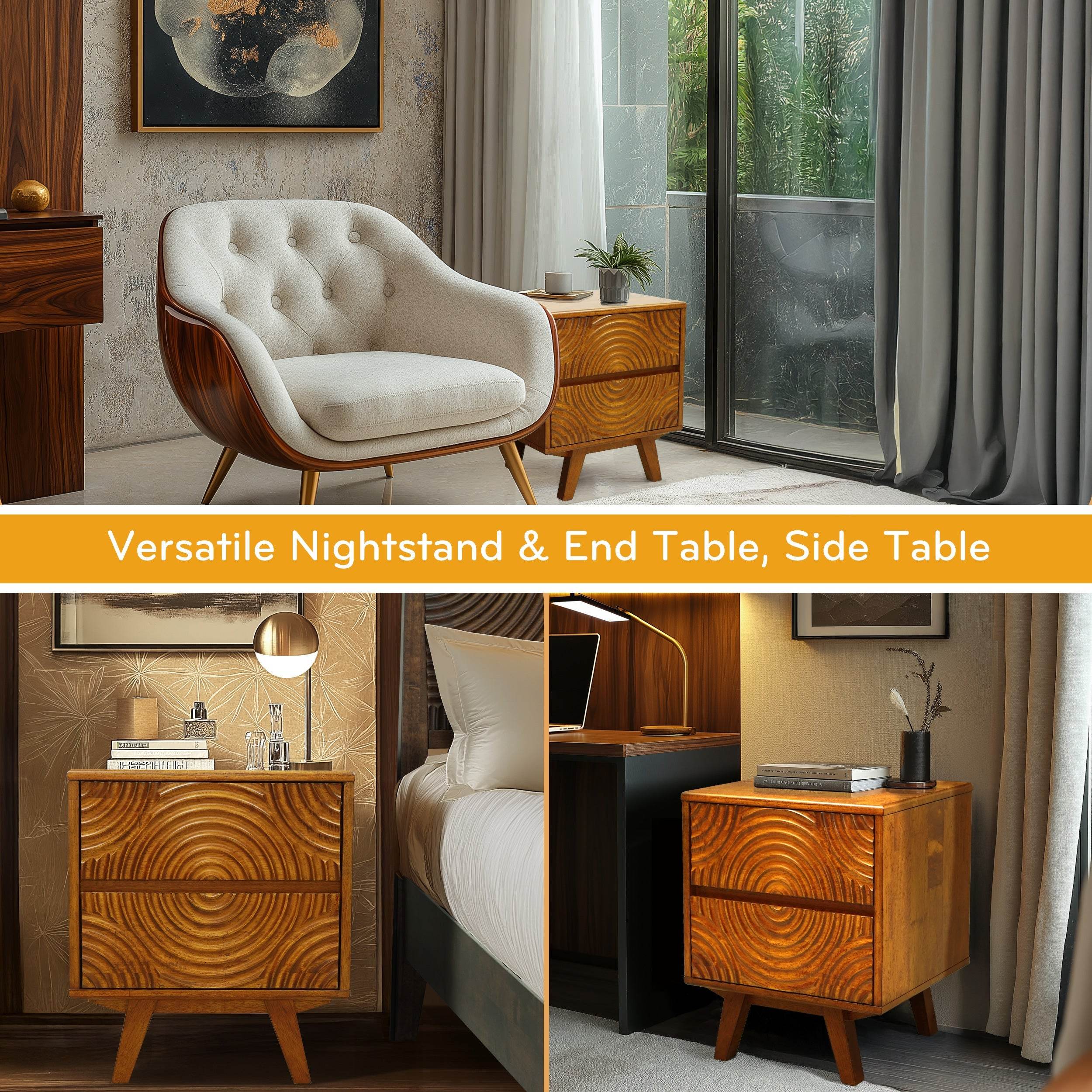 Harmony Nightstand with 2 Drawers 