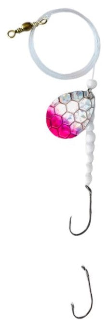 Double Hook Colorado Spinner – Pink Scale Blade Lure 