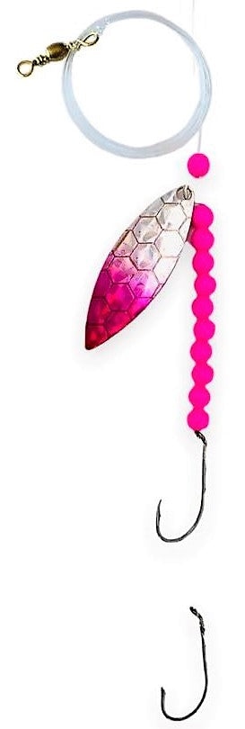Solid Pink Beads Willow Leaf Spinner – Pink Scale Blade Lure 