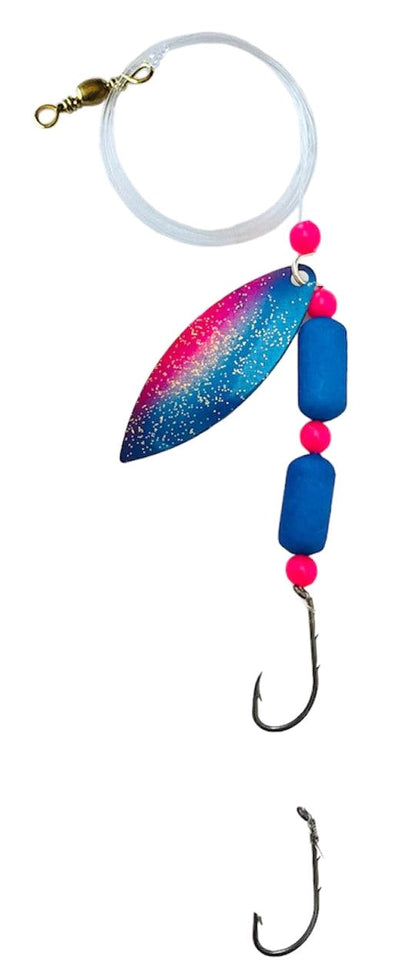 Fluorocarbon Willow Leaf Floating Worm Harness – Pink Swirl Blade 
