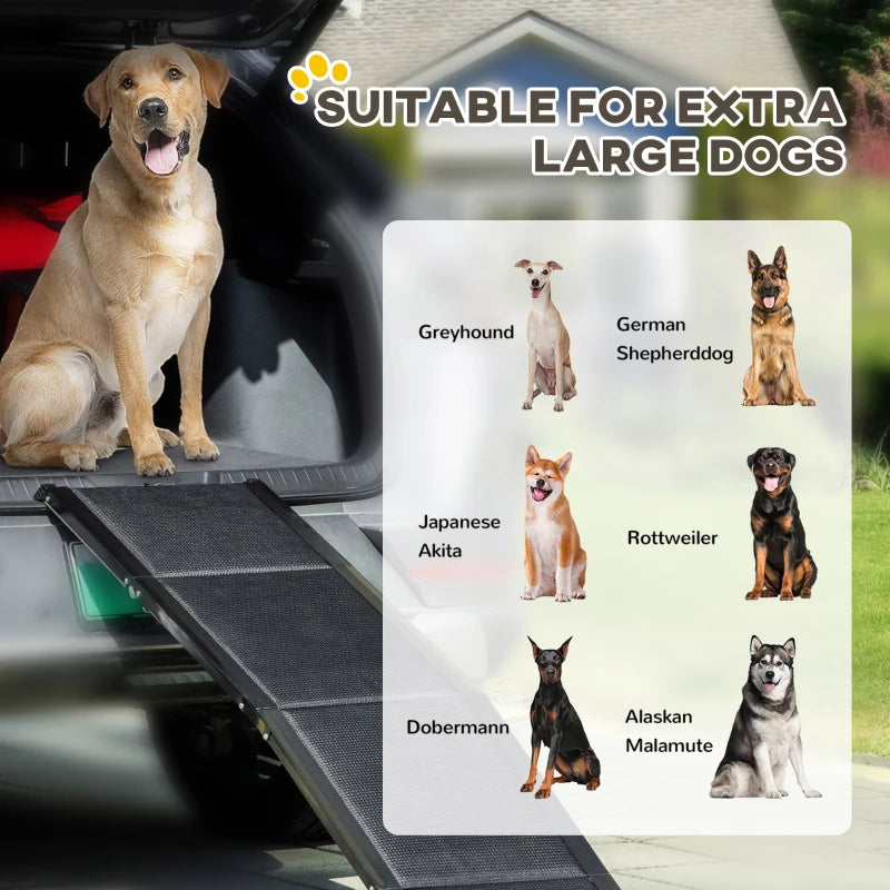Folding Pet Ramp, 62 Inch Lightweight Portable Dog Ramp for Extra Large Dogs, Non-Slip Surface for Cars, Trucks and SUVs, Black