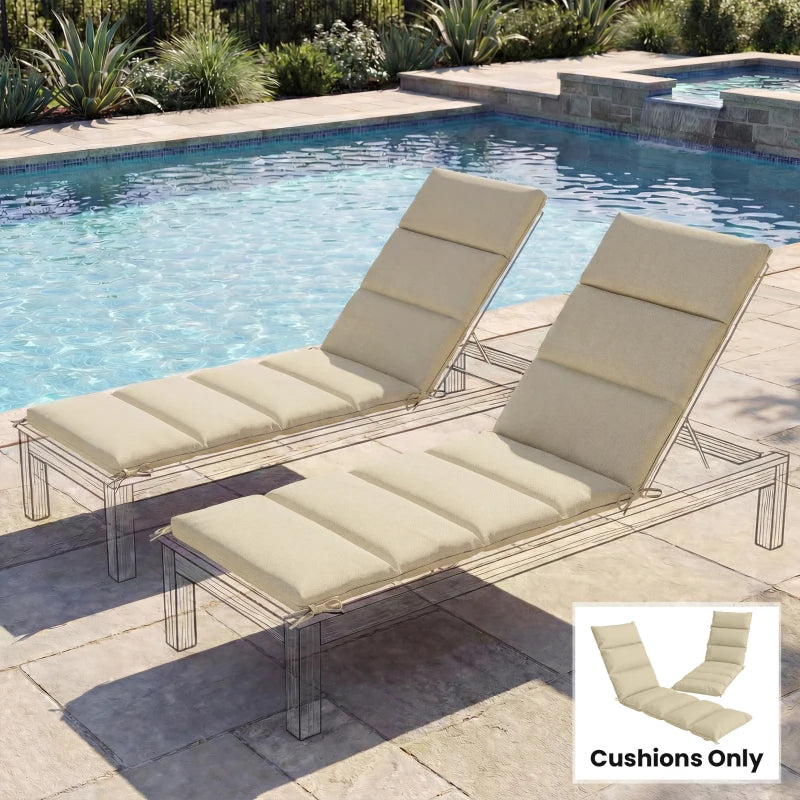 Outdoor Lounge Chair Cushion with Zipper Reversible Chaise Lounge Cushion for Patio Indoor/Outdoor Beige
