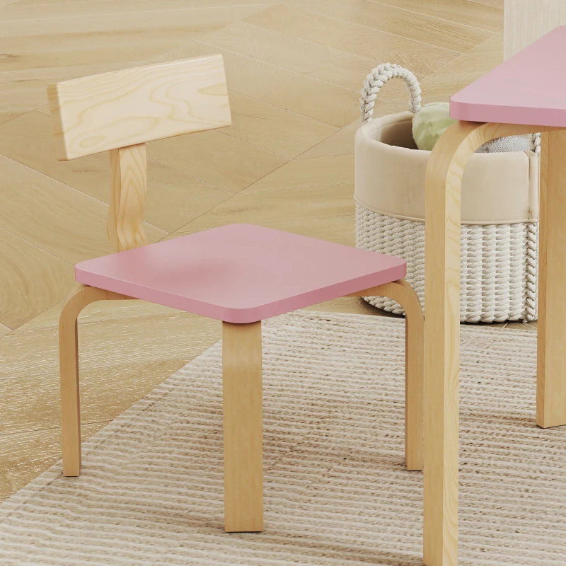 Qaba Kids Table and 2 Chair Set, Children Multi-Activity Furniture Set for Playing, Learning, Eating, Craft, Pink