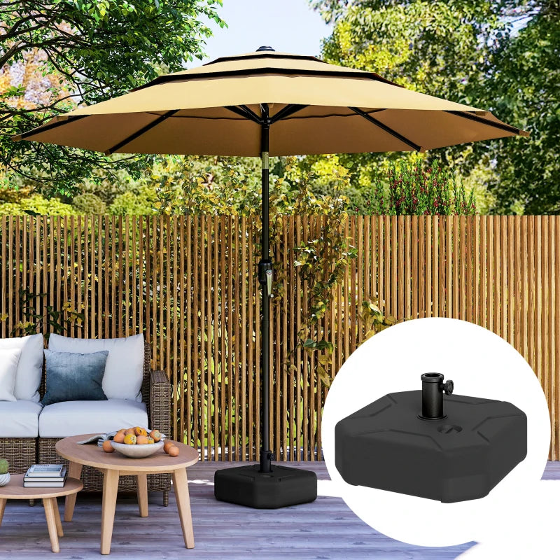 Square Patio Umbrella Base Holder, Outdoor Umbrella Stand, 17.7" L x 17.7" W x 9.8" H Black