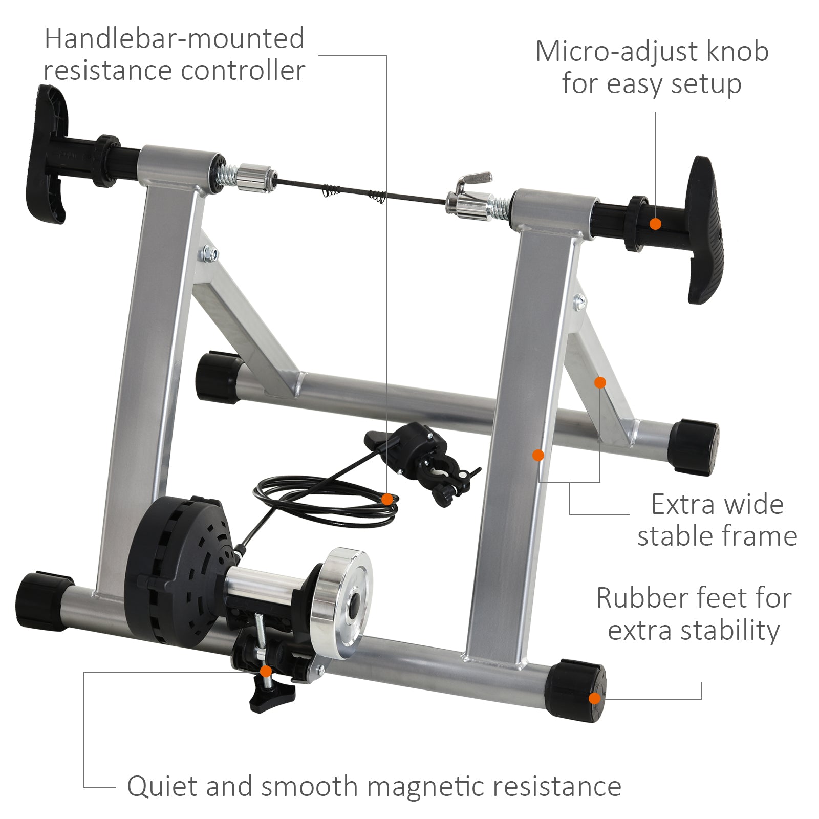 Soozier Indoor Magnetic Bike Trainer Stand with 5-Level Adjustable Resistance, Silver - Enhance Your Home Workout Experience 