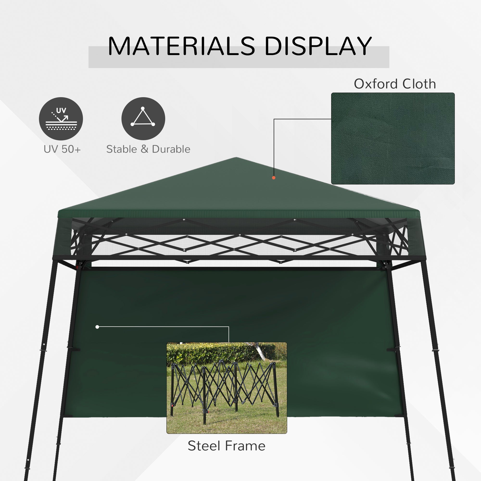 Outsunny 7' x 7' Pop Up Canopy Gazebo Tent with Backpack & Adjustable Legs, Green 