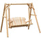 Outsunny 6.5ft Outdoor Loveseat, Wood Porch Swing for 2 Person, Freestanding Garden Swing, Comfortable Seating
