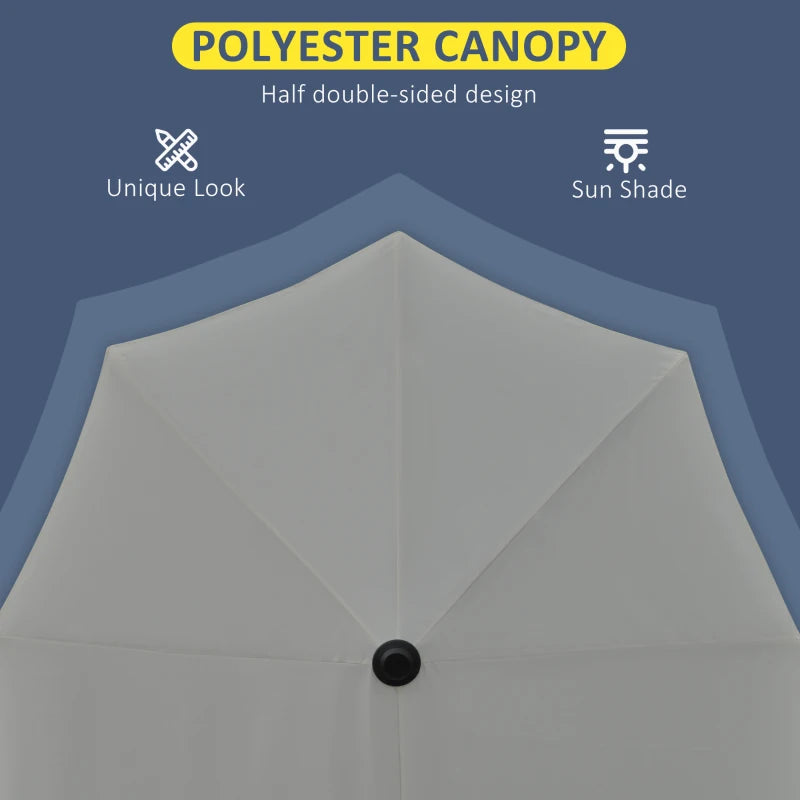6.6 x 6ft Half Patio Umbrella Outdoor Parasol with Double-Sided Canopy, Crank Handle, Base for Garden, Balcony, Grey