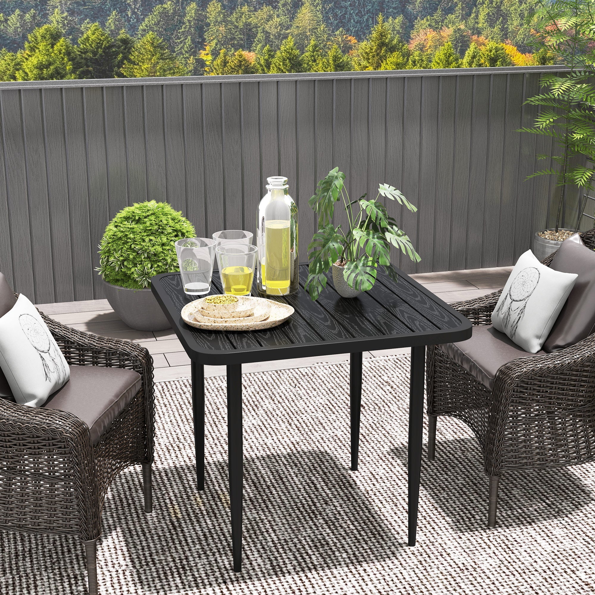 Outsunny 31.5" Patio Dining Table for 4, Metal Square Outdoor Table for Garden, Lawn, Backyard, Black 