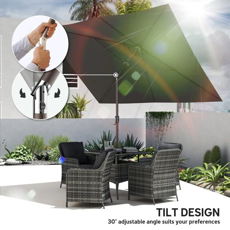 6.5x10ft Patio Umbrella, Rectangle Market Umbrella, Black