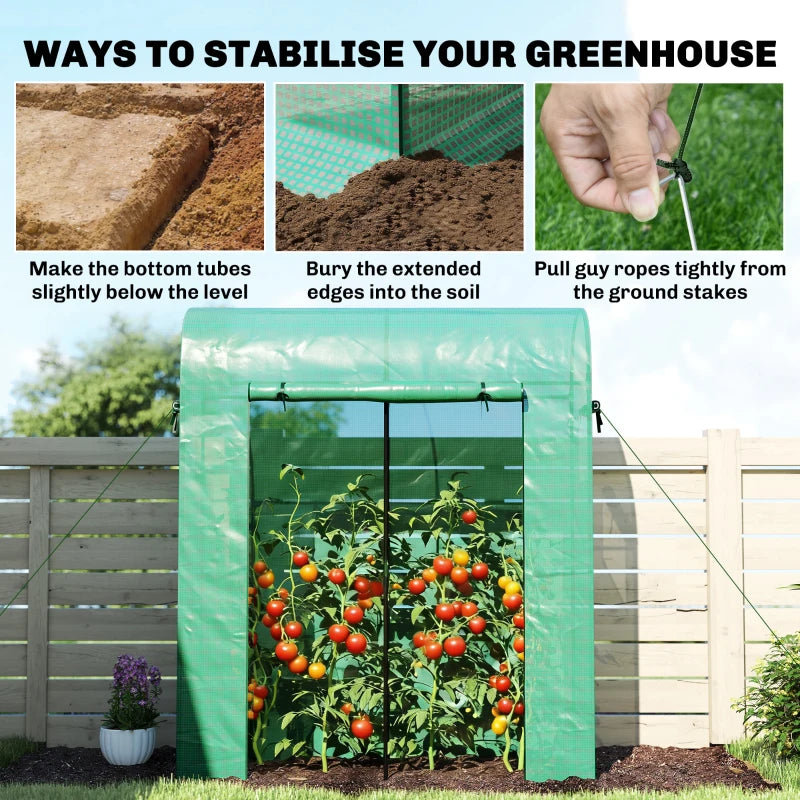 Mini Greenhouse, Portable Garden Green House with Roll-up Door and Mesh Windows, 6' x 2' x 6.6', Green